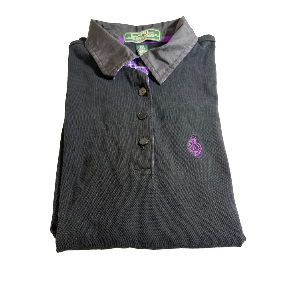 Lauren Active Ralph Lauren Polo Womens PM Black Purple Long Sleeve Stretch